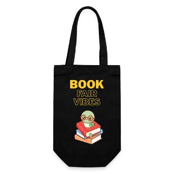 Buchmesse-Vibes Bücherwurm - Geschenkbeutel für Flaschen - Schwarz - Vorne