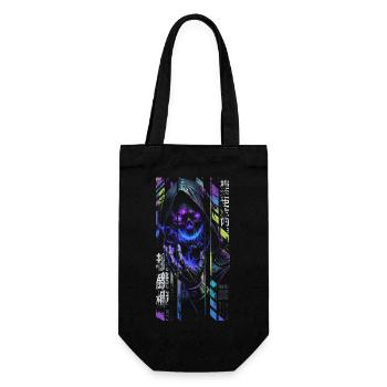 Reaper Neon-Holografieschädel – Halloween - Geschenkbeutel für Flaschen - Schwarz - Vorne