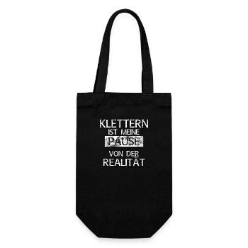 Klettern ist meine Pause von der Realität - Geschenkbeutel für Flaschen - Schwarz - Vorne