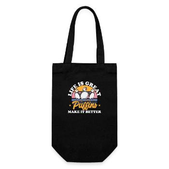 puffin puffin auke birds Lunde - Gift Bag for Bottles - black - Front