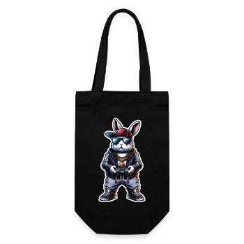 Cooler Gamer Hase mit Controller und Sonnenbrille - Geschenkbeutel für Flaschen - Schwarz - Vorne