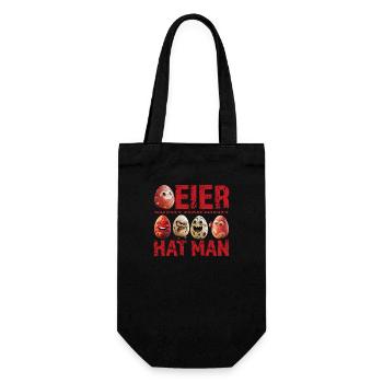 Eier sucht man nicht – Eier hat man – Red Edition - Geschenkbeutel für Flaschen - Schwarz - Vorne