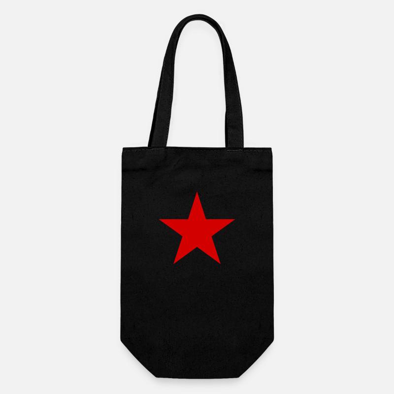 Stern rot,roter Stern - Geschenkbeutel für Flaschen - Schwarz