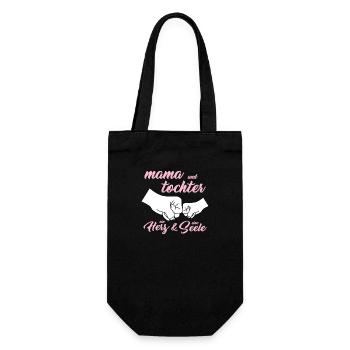 Mama und Tochter ein Herz & eine Seele Spruch - Geschenkbeutel für Flaschen - Schwarz - Vorne