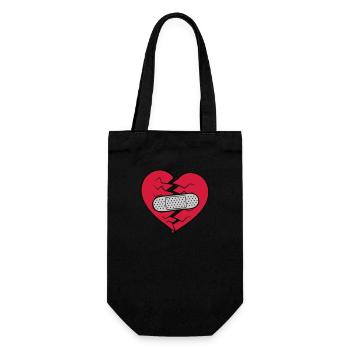 Pflaster Herz gebrochen - Geschenkbeutel für Flaschen - Schwarz - Vorne