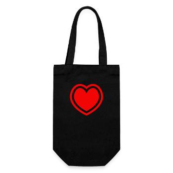 Rotes Herz Outline - Geschenkbeutel für Flaschen - Schwarz - Vorne