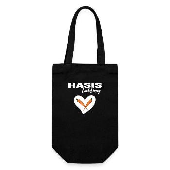 Hase "Hasis Liebling" Hasimaus Partnershirt Liebe - Geschenkbeutel für Flaschen - Schwarz - Vorne