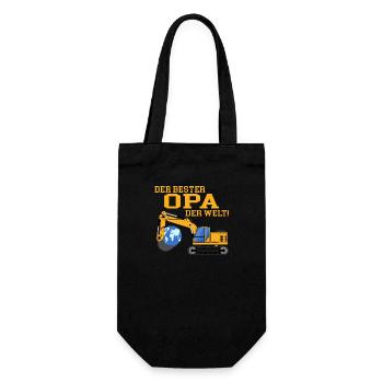Bagger der beste Opa der Welt - Geschenkbeutel für Flaschen - Schwarz - Vorne