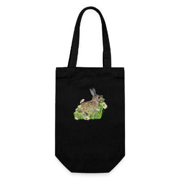 Rabbit White Flowers - Gift Bag for Bottles - black - Front