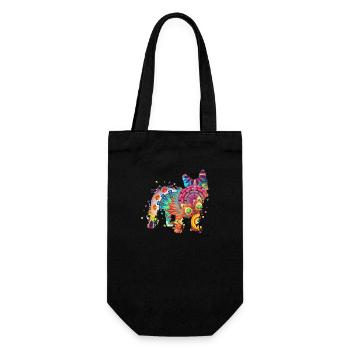 French Bulldog Französische Bulldogge Hund Hunde - Geschenkbeutel für Flaschen - Schwarz - Vorne