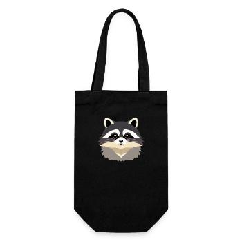 Waschbären süßer Cartoon Waschbär 1 - Geschenkbeutel für Flaschen - Schwarz - Vorne