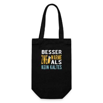 Bier - Besser zwei warme als kein kaltes - Geschenkbeutel für Flaschen - Schwarz - Vorne