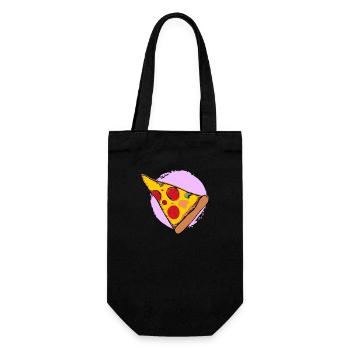 Pizza Pizzastück - Geschenkbeutel für Flaschen - Schwarz - Vorne