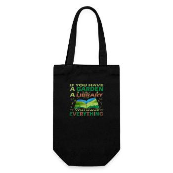 If You Have A Garden And A Library You Have Everyt - Geschenkbeutel für Flaschen - Schwarz - Vorne
