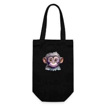 Monkey Watercolor Drawing - Gift Bag for Bottles - black - Front