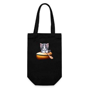 Cute cat in kayak - Gift Bag for Bottles - black - Front