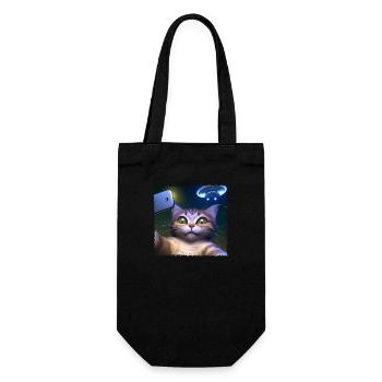 Selfie de chat avec OVNI - Sac à bouteille - noir - Devant