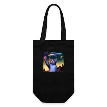 Selfie de chat avec OVNI - Sac à bouteille - noir - Devant