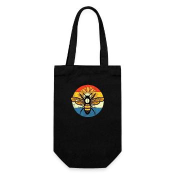 Vintage-Biene Retro-Sonnenuntergang - Geschenkbeutel für Flaschen - Schwarz - Vorne