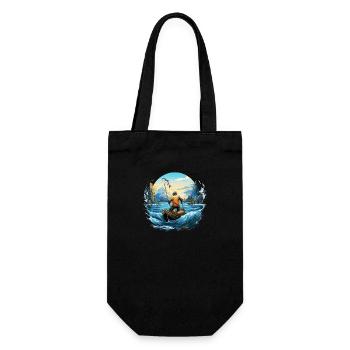 Fishing, Angler, Boat, Water, Fish, Nature, Mountains - Gift Bag for Bottles - black - Front