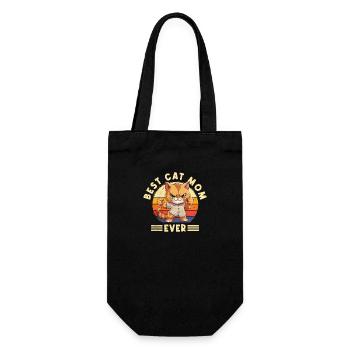 Cat Best Cat Mom Ever Cat Mom Funny Saying - Gift Bag for Bottles - black - Front