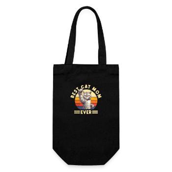 Cat Best Cat Mom Ever Cat Mom Funny Saying - Gift Bag for Bottles - black - Front