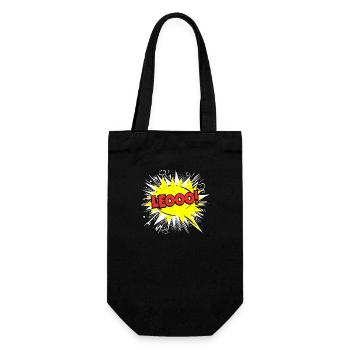 Leo Name Funny Speech Bubble Leooo! - Gift Bag for Bottles - black - Front