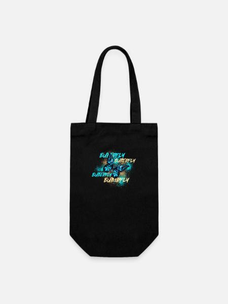Logo d’éclaboussures de papillon coloré bleu - Sac à bouteille - noir