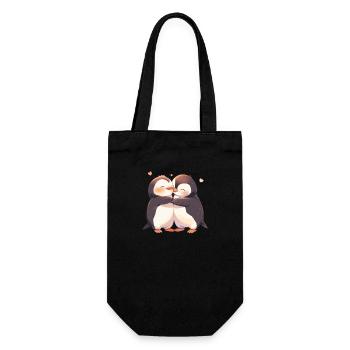 Penguin Heart Love Cute Hug Penguin Love - Gift Bag for Bottles - black - Front