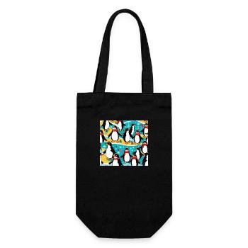 Pinguin Party - Geschenkbeutel für Flaschen - Schwarz - Vorne