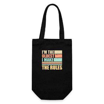 I'm The Oldest I Make The Rules Geschwister Witz - Geschenkbeutel für Flaschen - Schwarz - Vorne