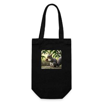 Squirrel with nut - Eichhörnchen mit Nuss - Gift Bag for Bottles - black - Front