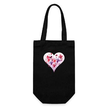 Floral Heart - Gift Bag for Bottles - black - Front