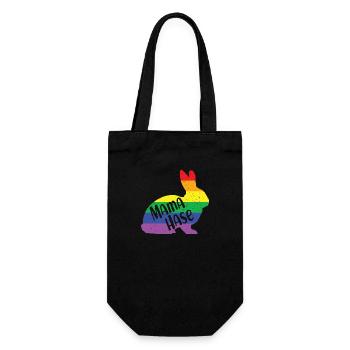 Mama Hase Hasenmama Regenbogen Queere LGBTQ Ostern - Geschenkbeutel für Flaschen - Schwarz - Vorne