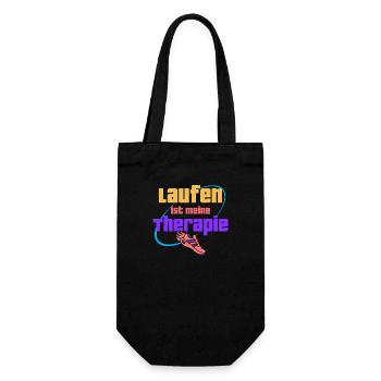 Laufen Joggen ist meine Therapie - Geschenkbeutel für Flaschen - Schwarz - Vorne
