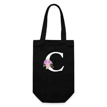Purple floral letter c - Gift Bag for Bottles - black - Front