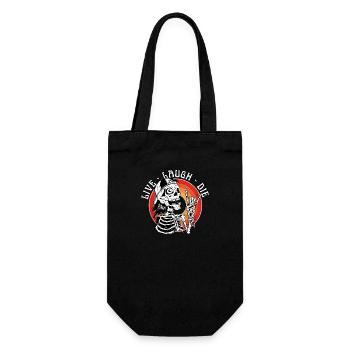 Live Lachen Sterben Lustig Halloween Skelett Sarkastisch - Geschenkbeutel für Flaschen - Schwarz - Vorne