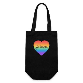 Je Taime I love you French Rainbow Heart - Gift Bag for Bottles - black - Front