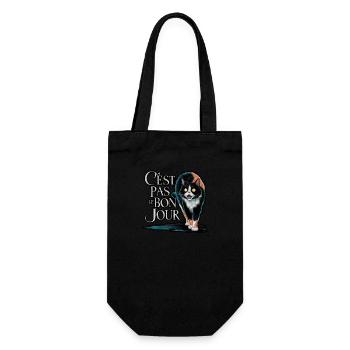 Angry cat - not on the right day - Gift Bag for Bottles - black - Front