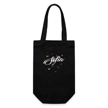 SOFIA - Girl's name with colorful butterflies - Gift Bag for Bottles - black - Front