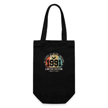 Original Geboren 1991 Authentisches Geschenk 1991 Bursdag - Geschenkbeutel für Flaschen - Schwarz - Vorne