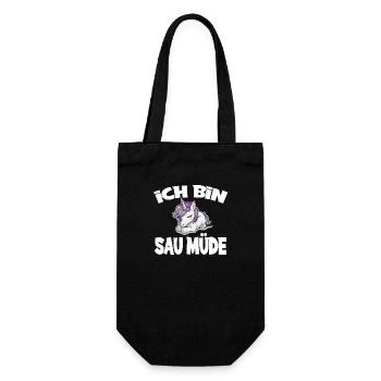 Ich Bin Sau Müde Einhorn - Geschenkbeutel für Flaschen - Schwarz - Vorne
