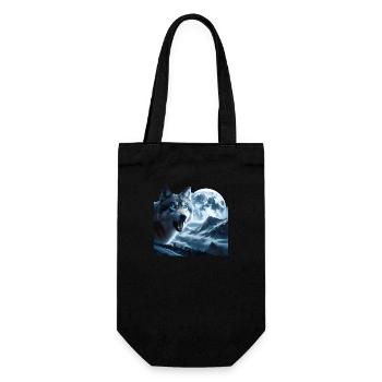 Wolf with blue eyes at full moon - Gift Bag for Bottles - black - Front