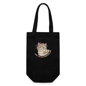 Crazy British Shorthair Lady Mère Chaton Chat - Sac à bouteille - noir - Devant
