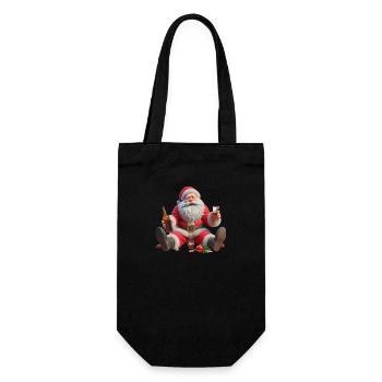 Betrunkener Weihnachtsmann 2 - Geschenkbeutel für Flaschen - Schwarz - Vorne