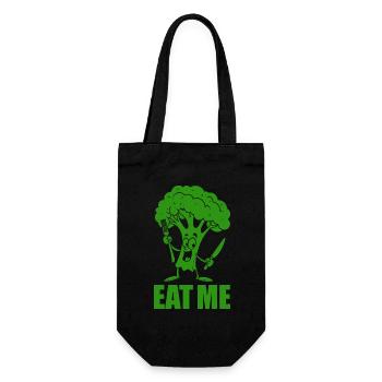 Brokkoli - Eat me - Gemüse, vegan - Geschenkbeutel für Flaschen - Schwarz - Vorne
