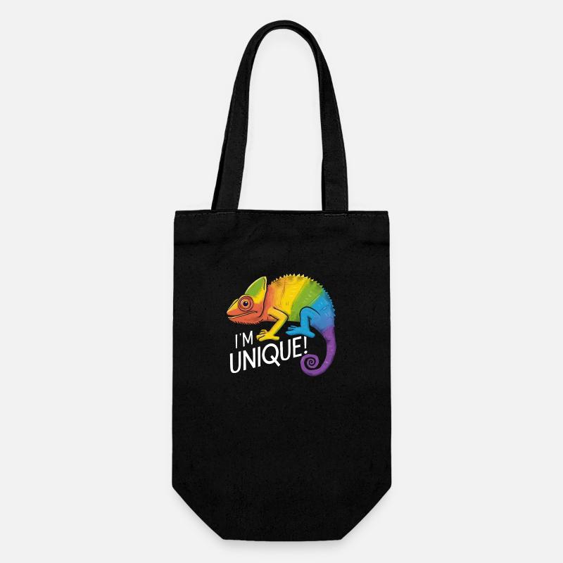 lebendiges Chamäleon "I'm Unique!" - Geschenkbeutel für Flaschen - Schwarz