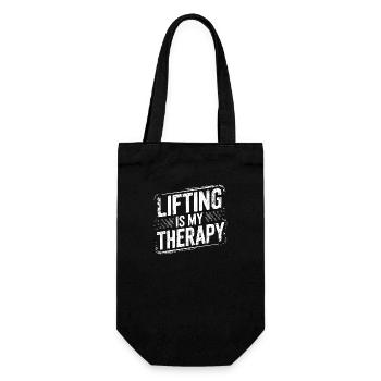 Lifting is my Therapy - Geschenkbeutel für Flaschen - Schwarz - Vorne