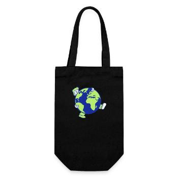 earth planet world globe round big huge carry sc - Gift Bag for Bottles - black - Front