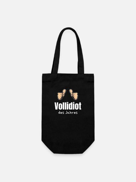 Vollidiot des Jahres Trottel Dulli Geschenk Daumen - Geschenkbeutel für Flaschen - Schwarz